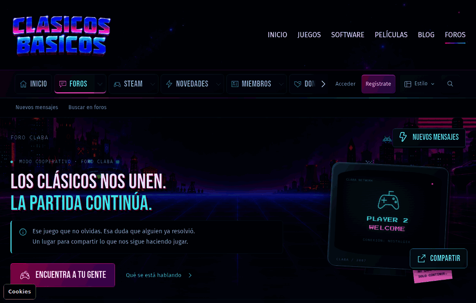 Captura animada: portada del foro ClaBa Synthwave