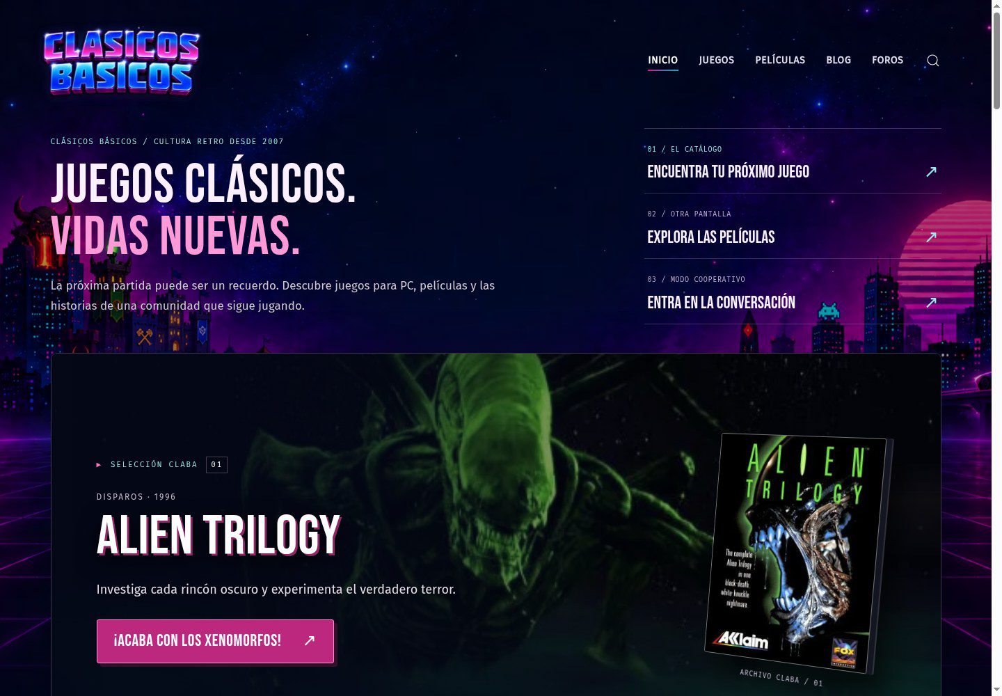 Nueva portada de Clásicos Básicos 5.5, con el logo cromado, el fondo retrofuturista y el carrusel de juegos.